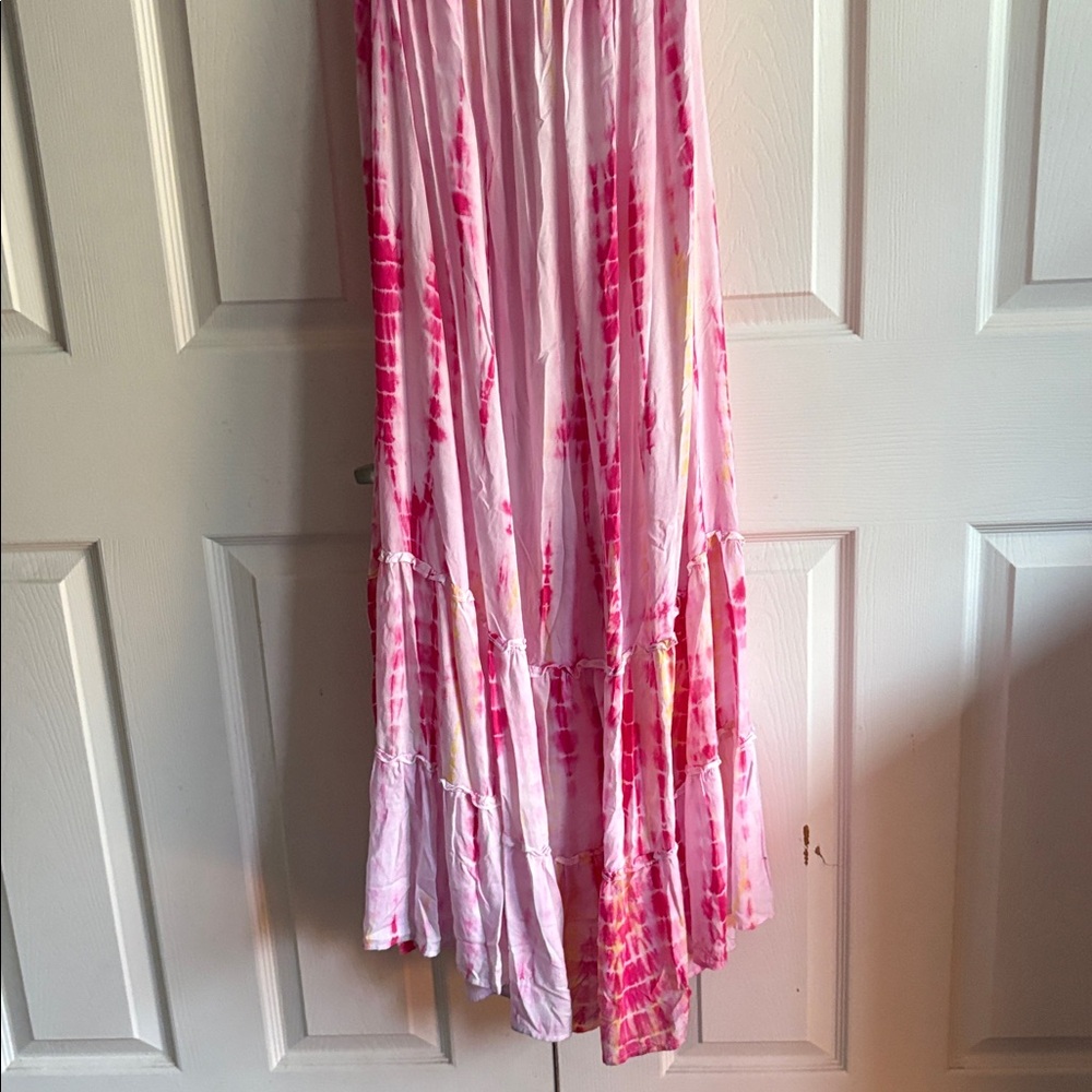 ASA KAFTANS Venice Abbott Kinney Pink Tie-Dye Halter Maxi Dress - Picture 12 of 13